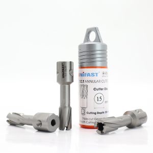 Mũi Khoét Lỗ Máy Khoan Từ Unifast TCT 15×35 – Ø15mm, Thép & Inox, Weldon 19mm