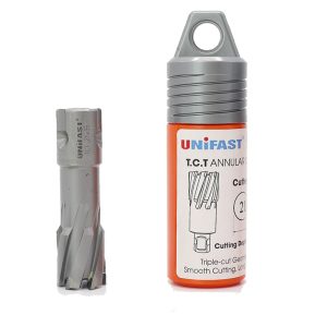 Mũi Khoét Lỗ Máy Khoan Từ Unifast TCT 21×35 – Ø21mm, Thép & Inox, Weldon 19mm