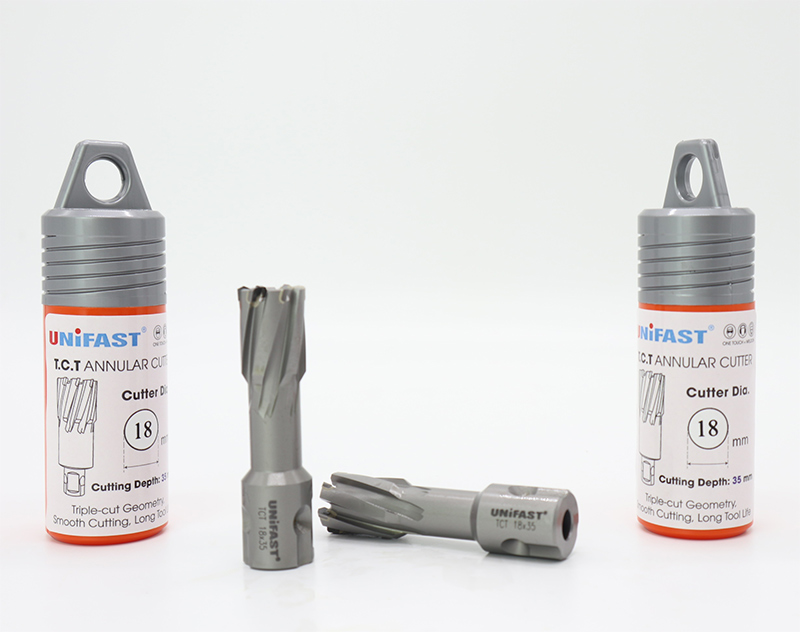 Mũi Khoét Lỗ Máy Khoan Từ Unifast TCT 18×35 – Ø18mm, Thép & Inox, Weldon 19mm