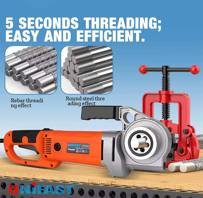 Máy tạo ren ngoài bulong và sắt gân xây dựng Unifast ETM32